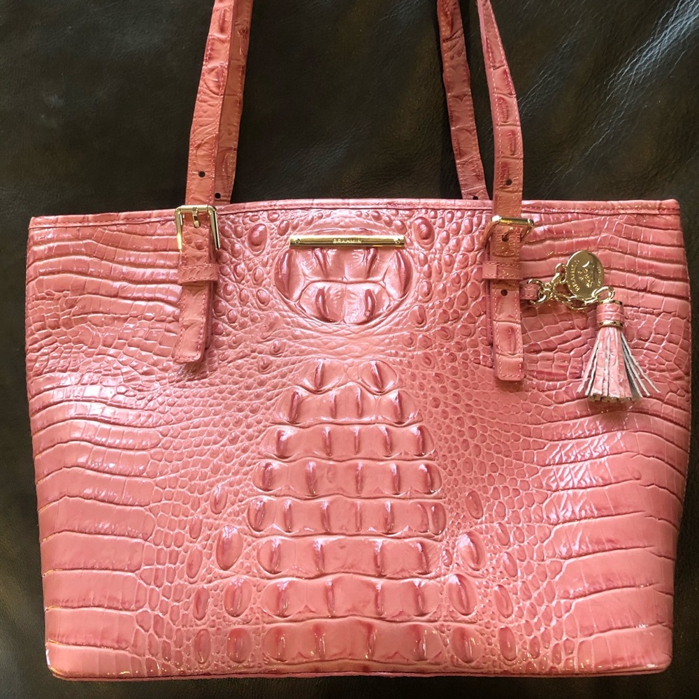 Brahmin pink alligator skin purse